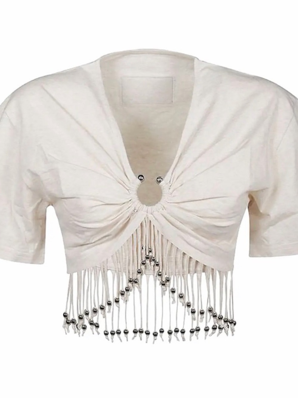 Paco Rabanne Ivory Beaded Fringe Crop Top